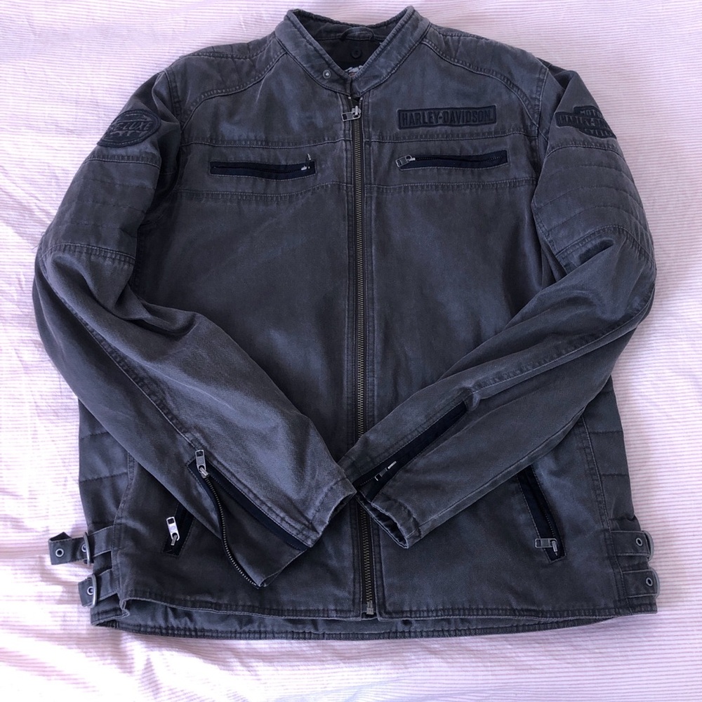 Harley Davidson mens motto jacket canvas